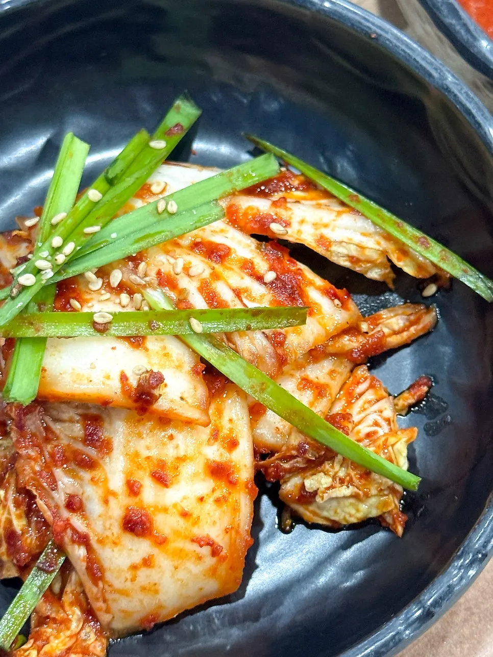 A spoonful of the spicy haejangguk broth