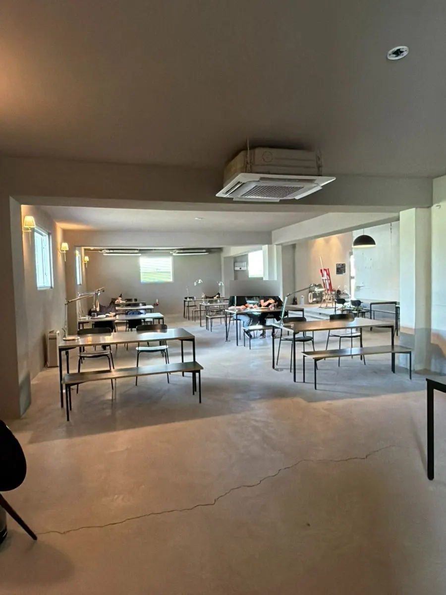 Café interior decorated in black tones