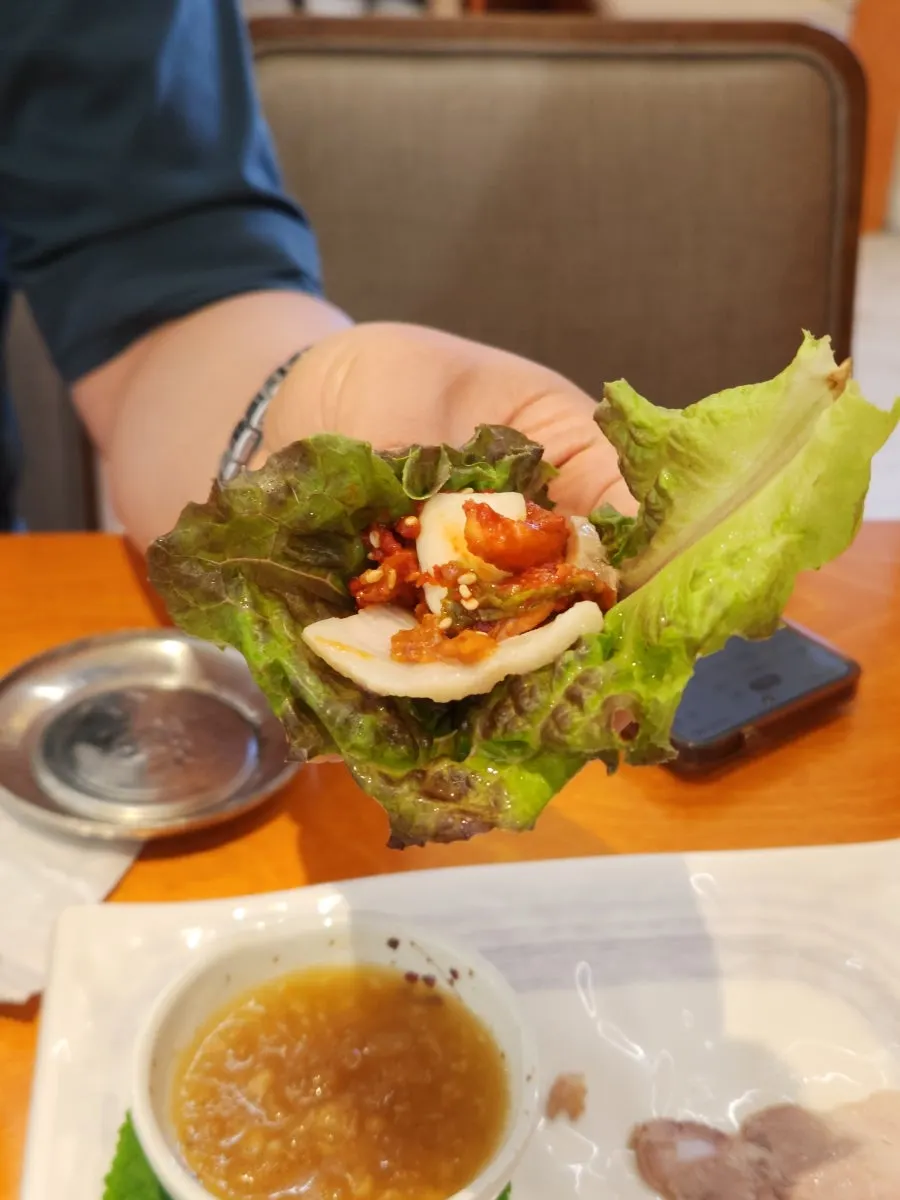 Bossam served with lettuce wraps