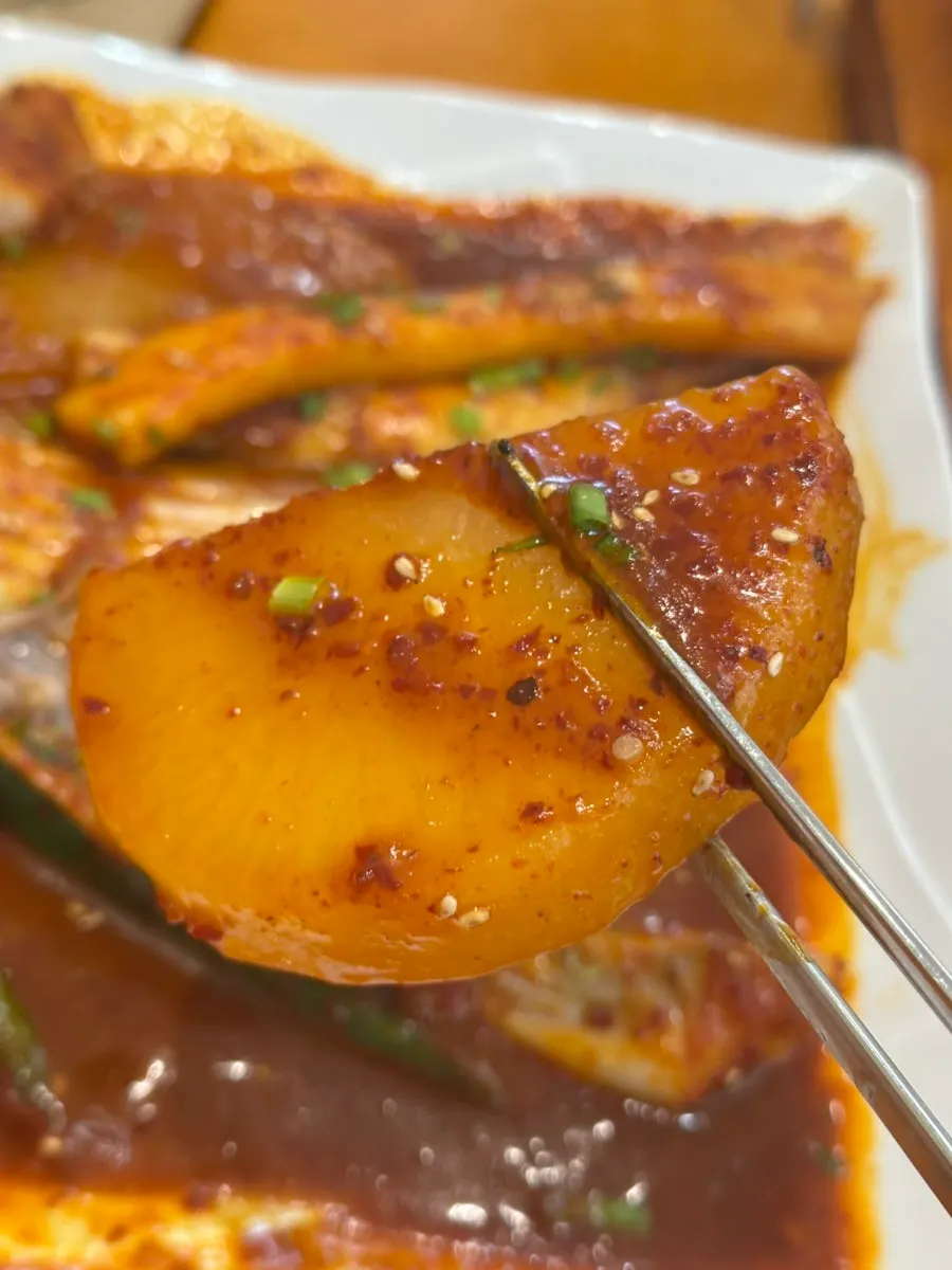 Spicy braised ray served with rice at Gaya Kkeutjip