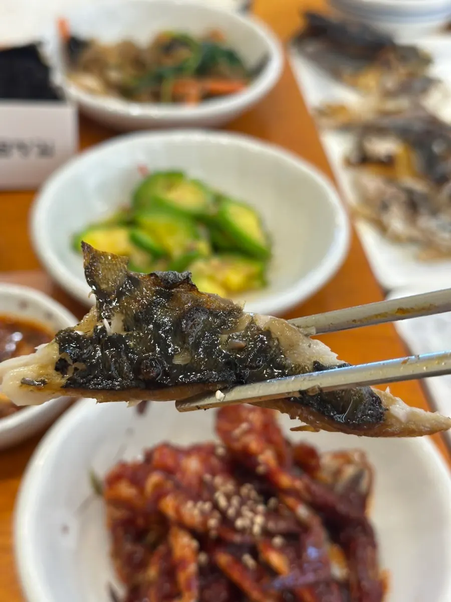 Cross-section of the moist grilled mackerel