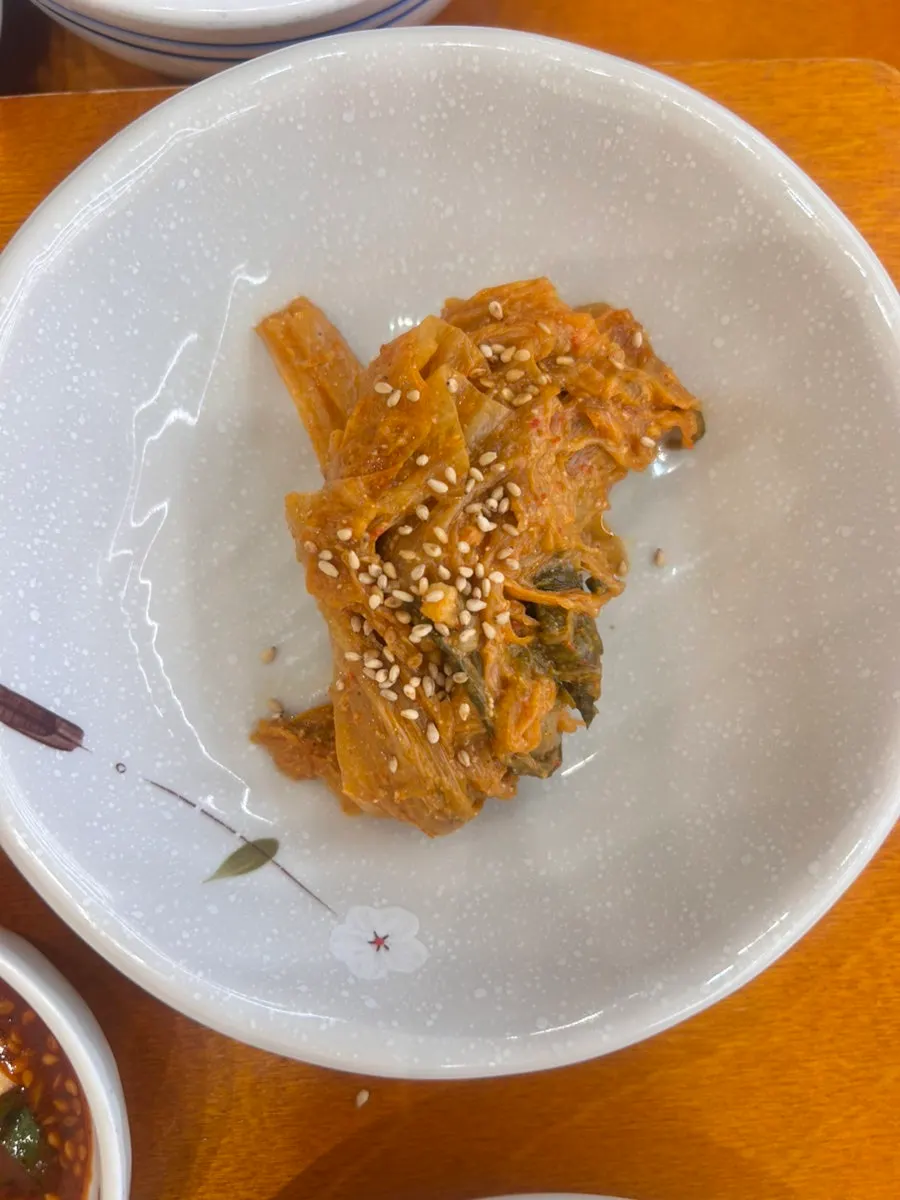 Plate of stir-fried kimchi side dish