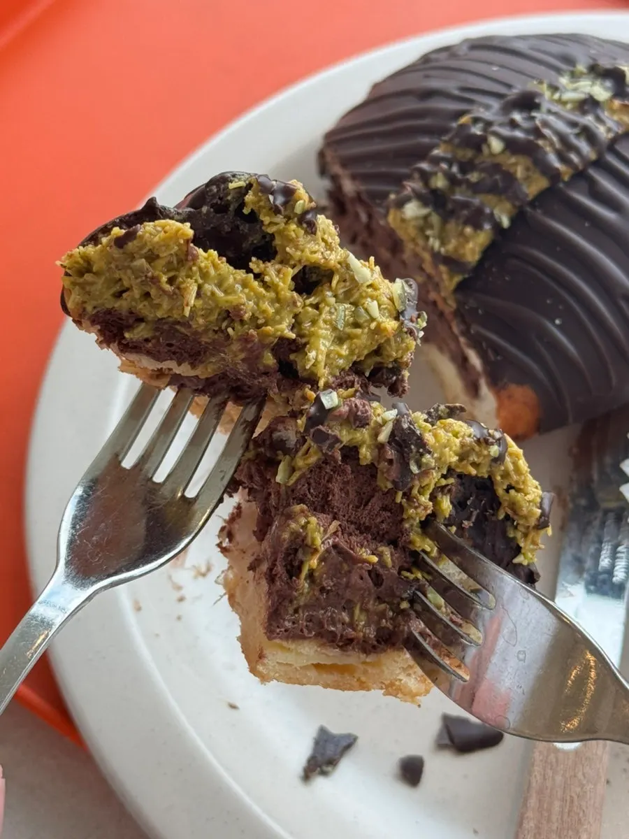 Dubai salt bread filled with chocolate cream inside