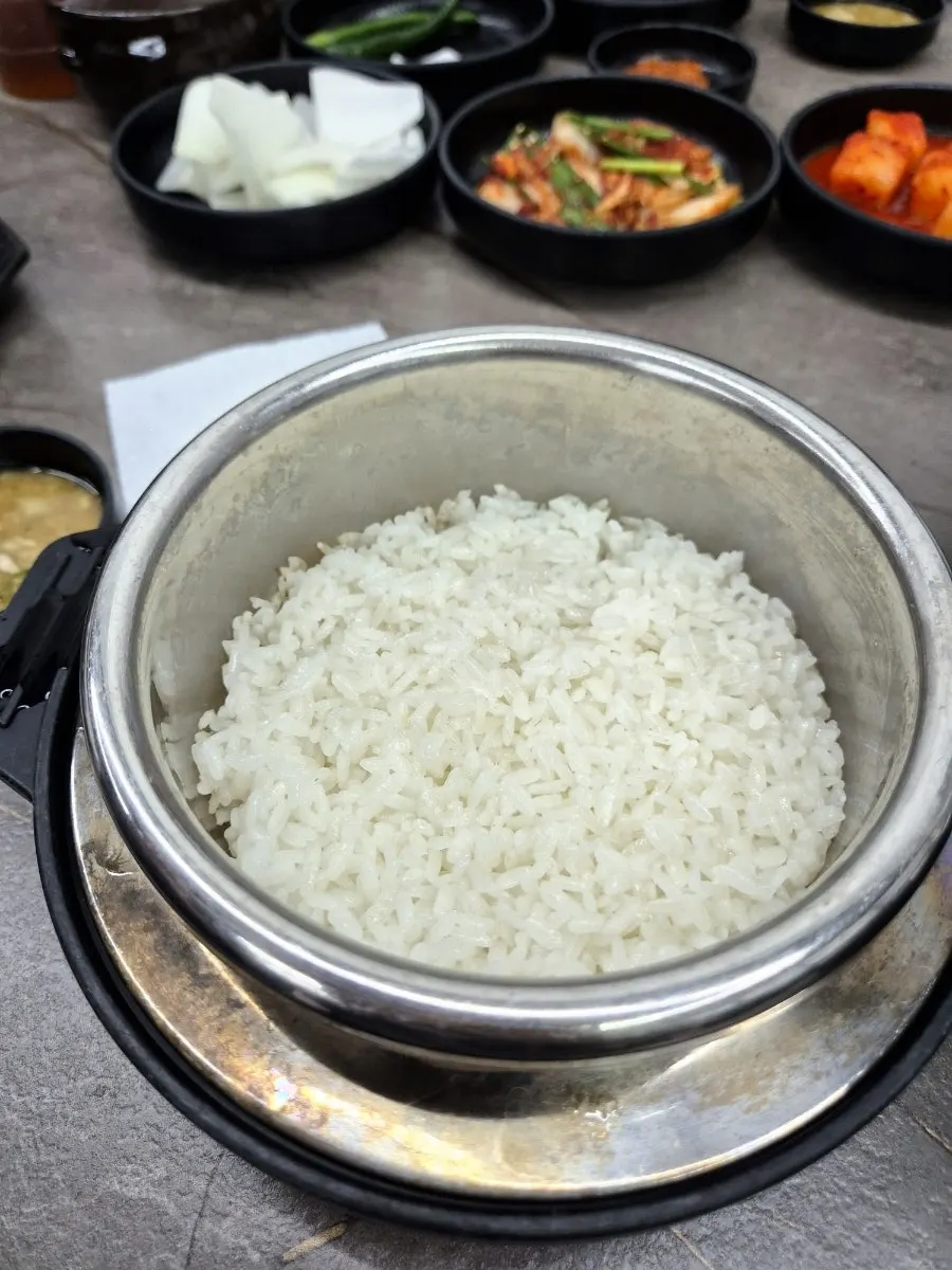 Freshly cooked stone-pot rice