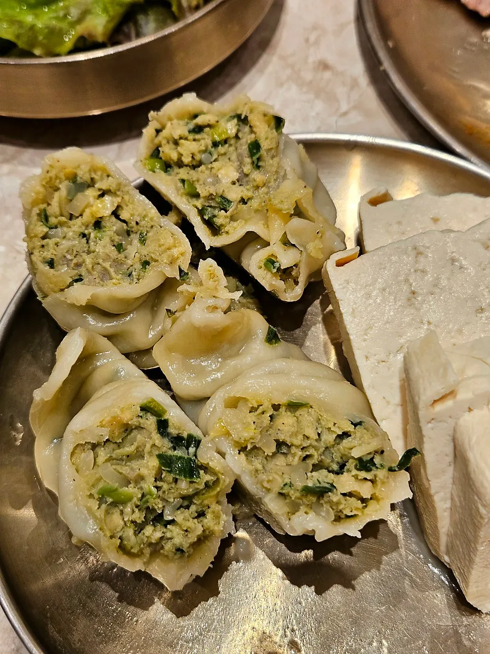 Dumpling and tofu side dishes