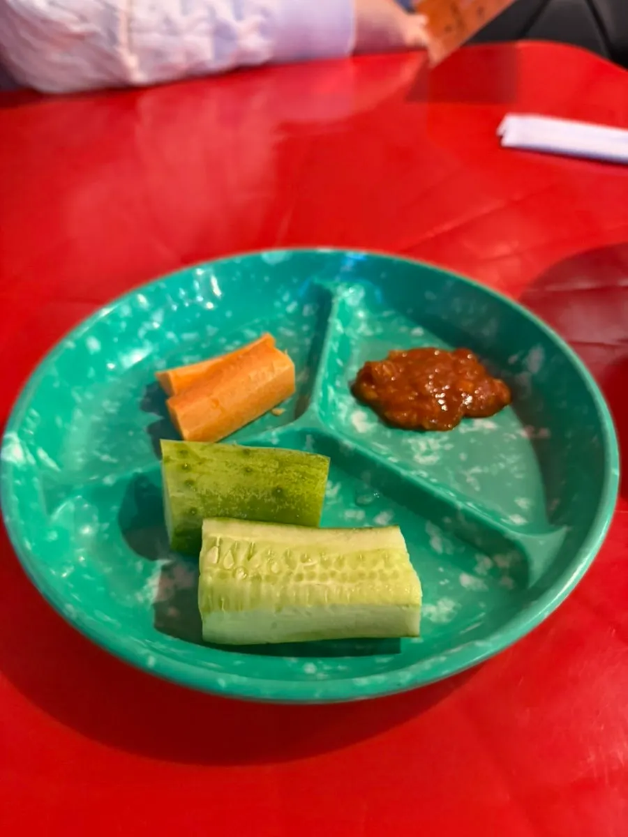 Cucumber served as a basic side dish