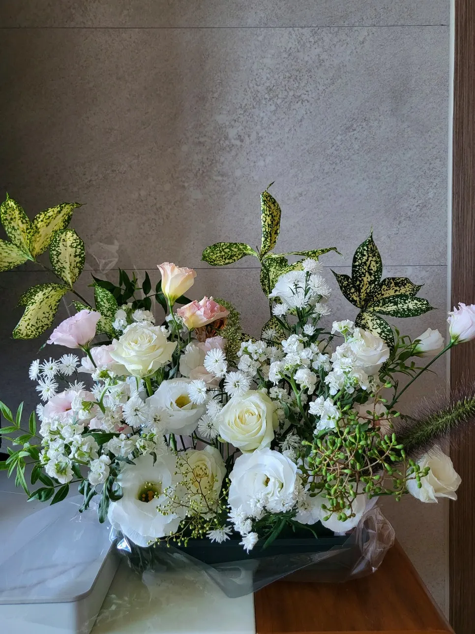 Birthday gift bouquet in calm tones