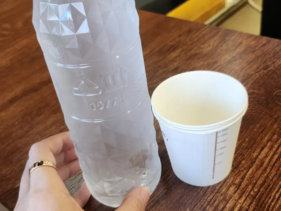 Water and basic table setting placed separately