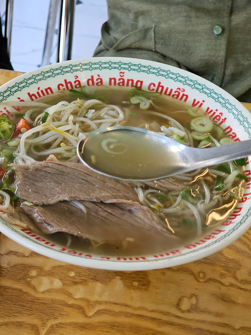 Pho topped with tender beef brisket