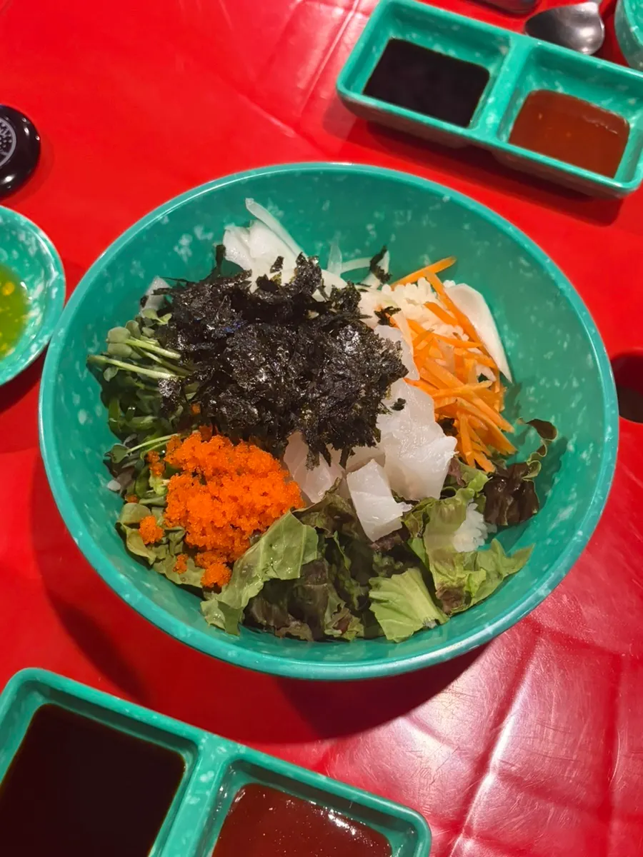 Chojang, soy sauce, sesame oil sauce, and non-alcoholic beer