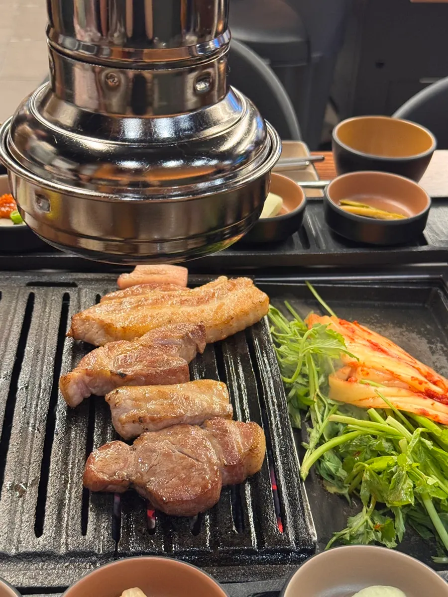Direct-heat-seared meat menu spread
