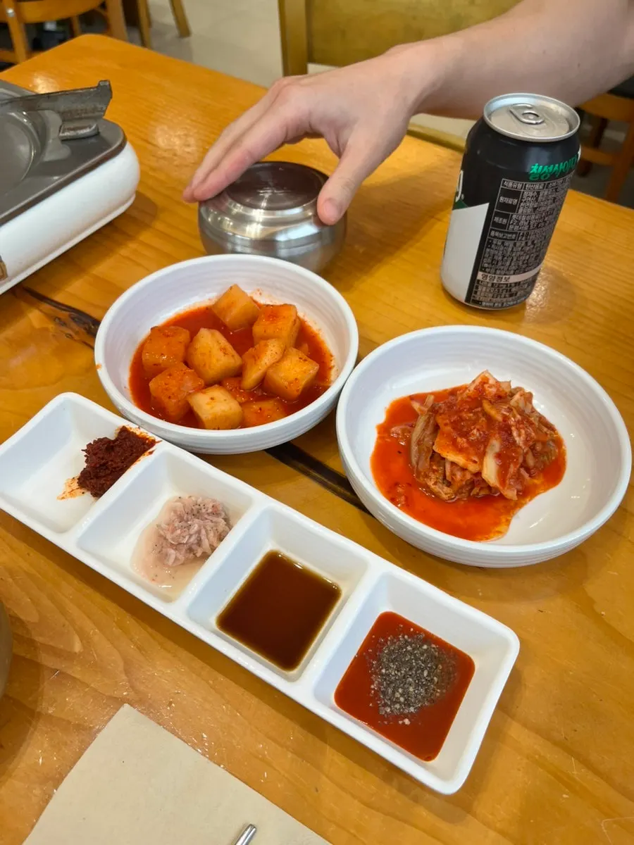 A table set with sundae-guk and suyuk