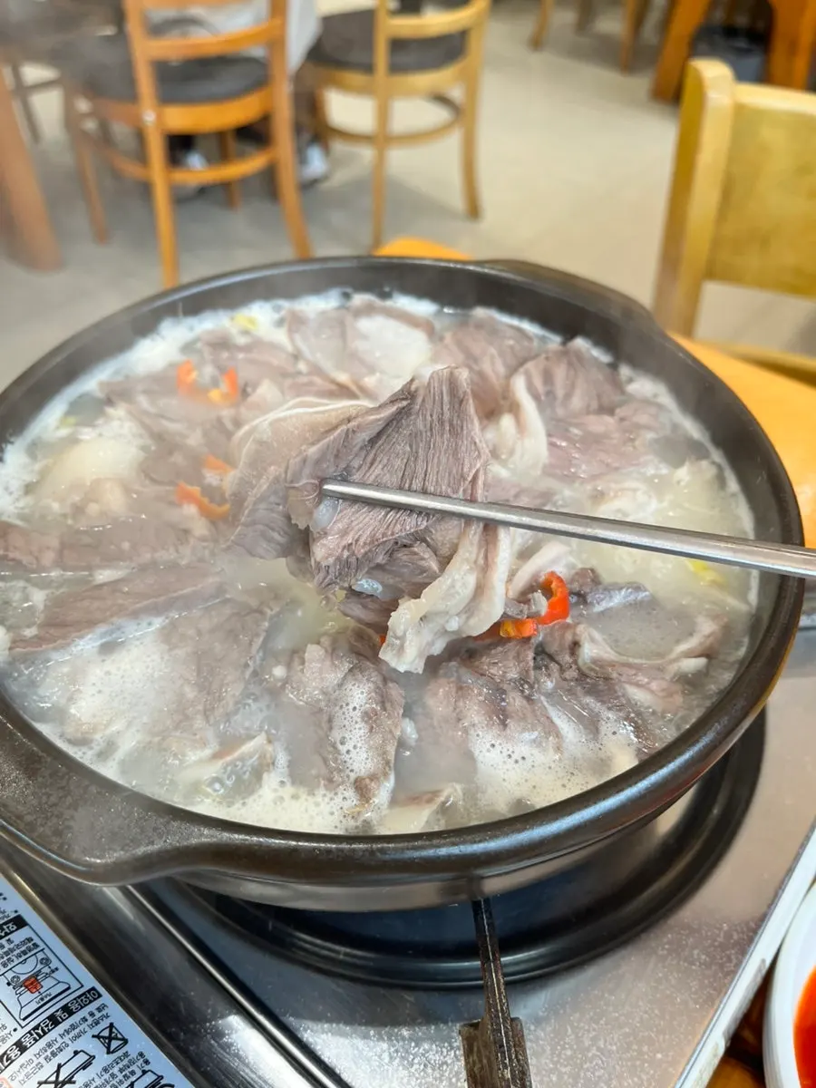 Sous-vide pork head meat suyuk with bean sprouts