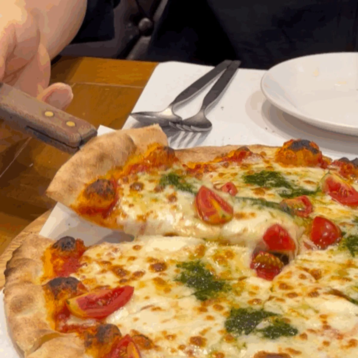 Margherita pizza made with fresh mozzarella