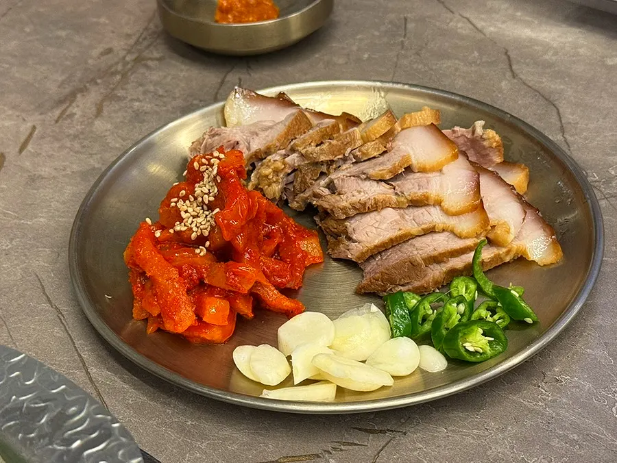 Master's boiled pork on a plate