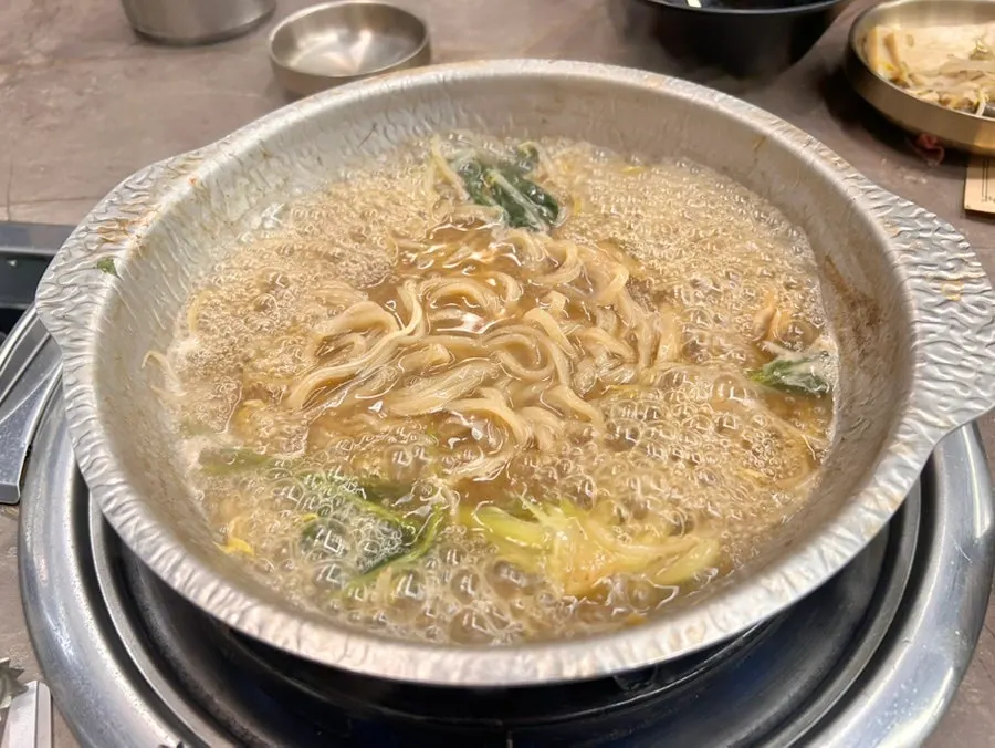 Rye kalguksu after shabu-shabu