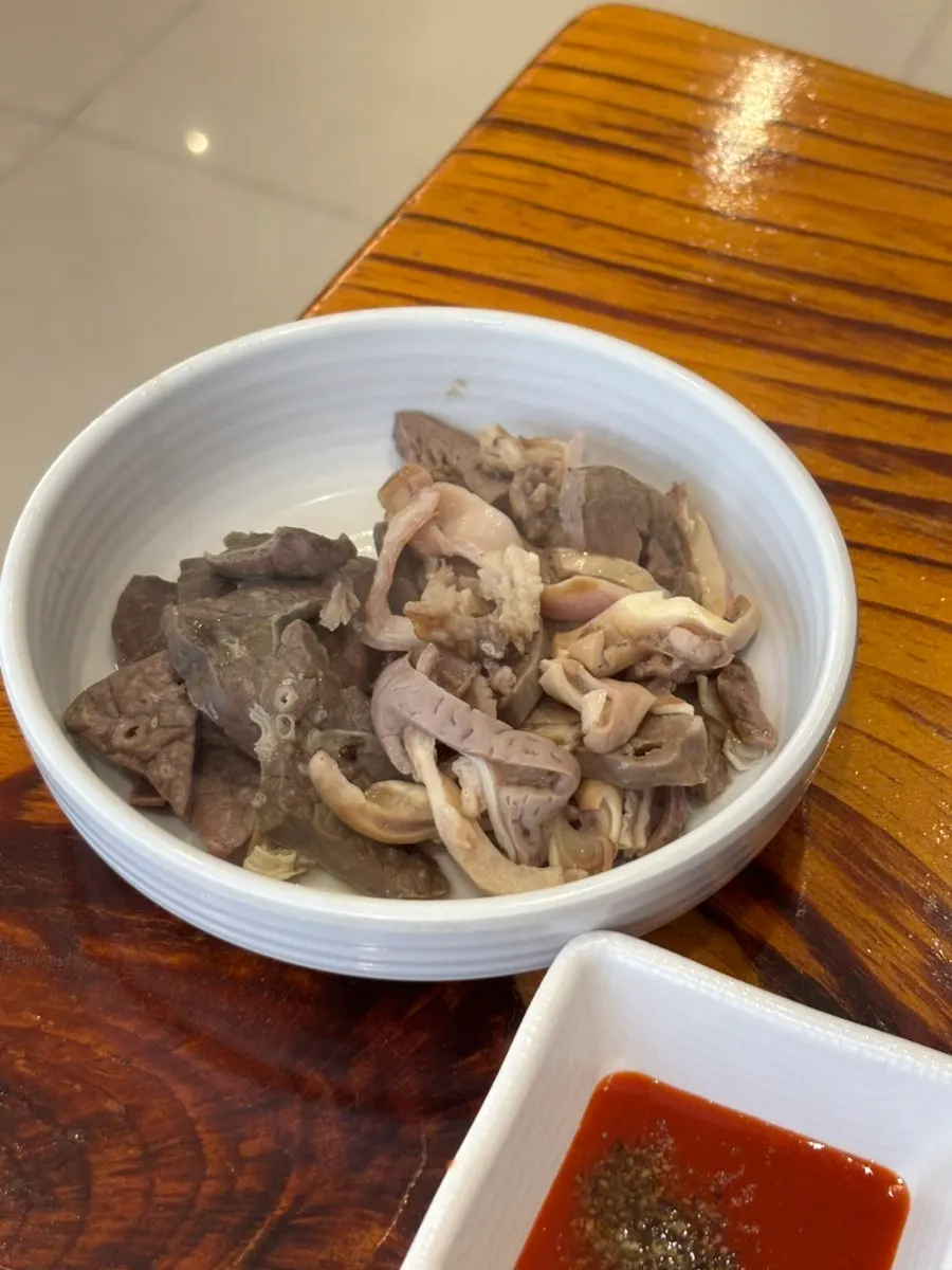 Plate of organ meat brought from the self-serve bar