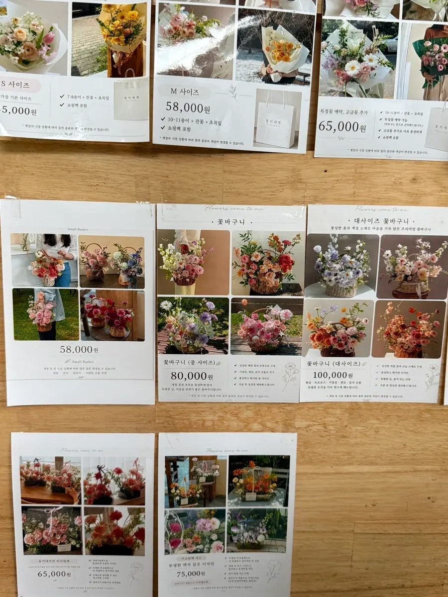 Price guidebook for bouquets by size