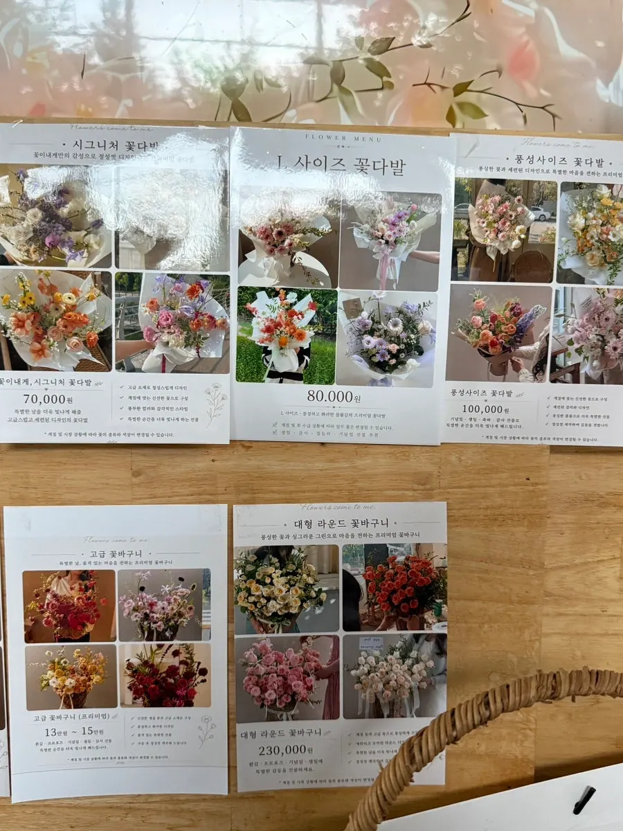 Guide page describing bouquet compositions