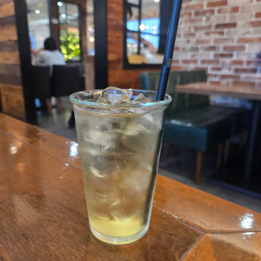 Iced herbal tea served for dessert
