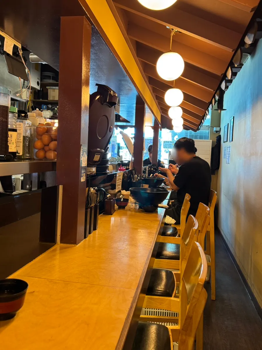 Bar-table seating, good for solo dining