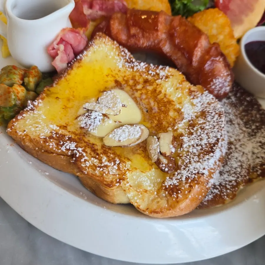 French toast with jam and syrup