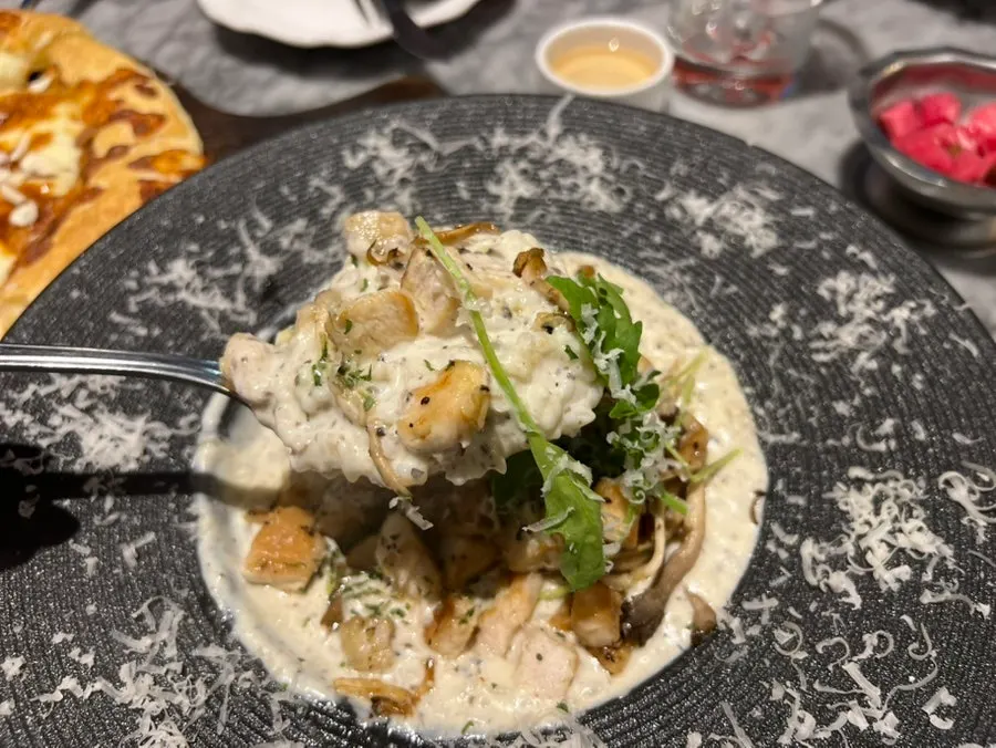 A spoonful of thick, creamy risotto