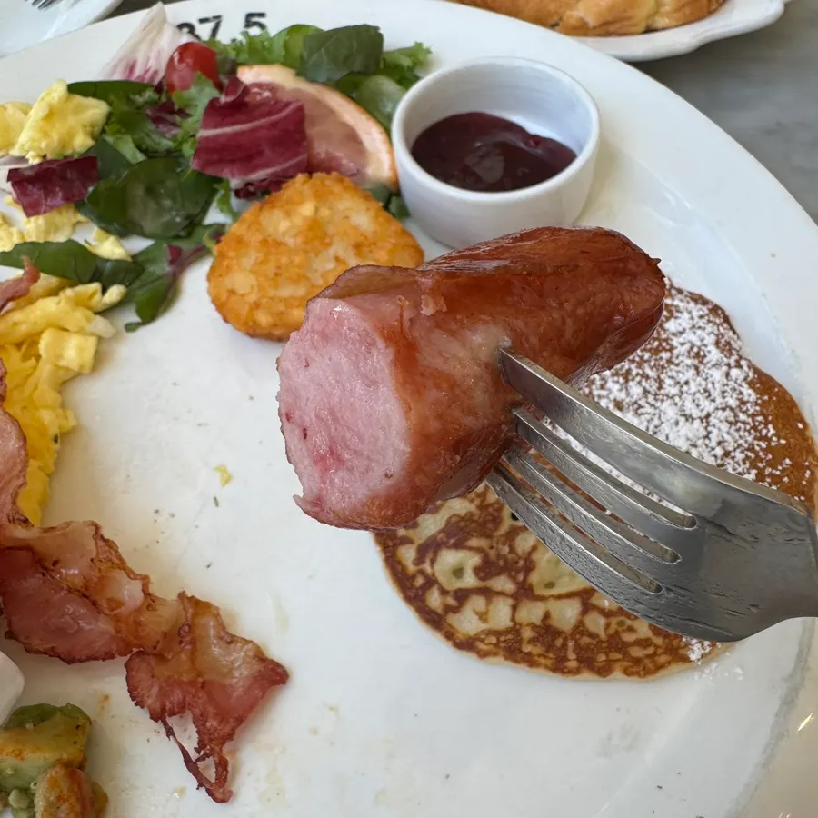French toast and plump sausages