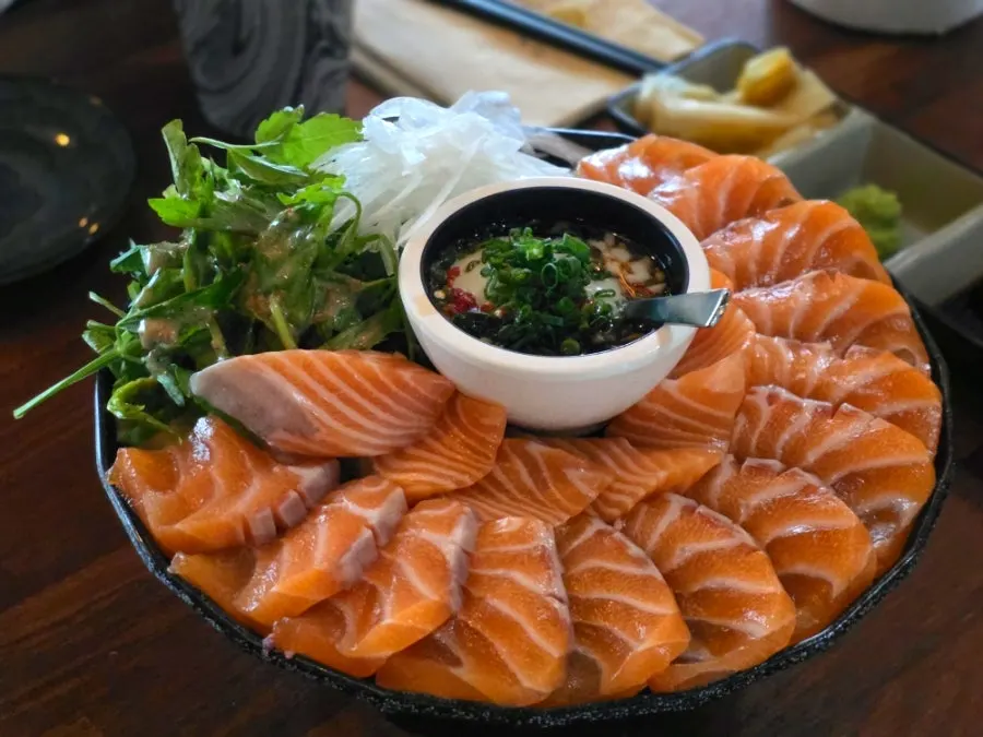 Gisul's salmon sashimi platter spread