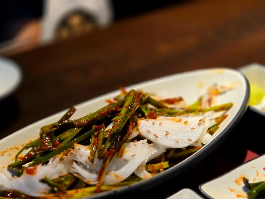 Chive salad served with the meat