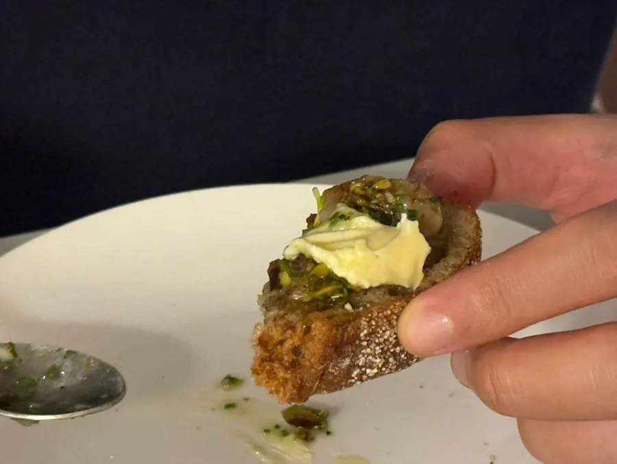 White bread and mascarpone butter served alongside the bone marrow
