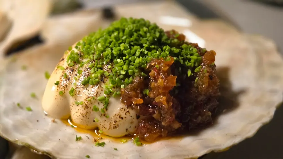 Scallop plate with clam X.O sauce