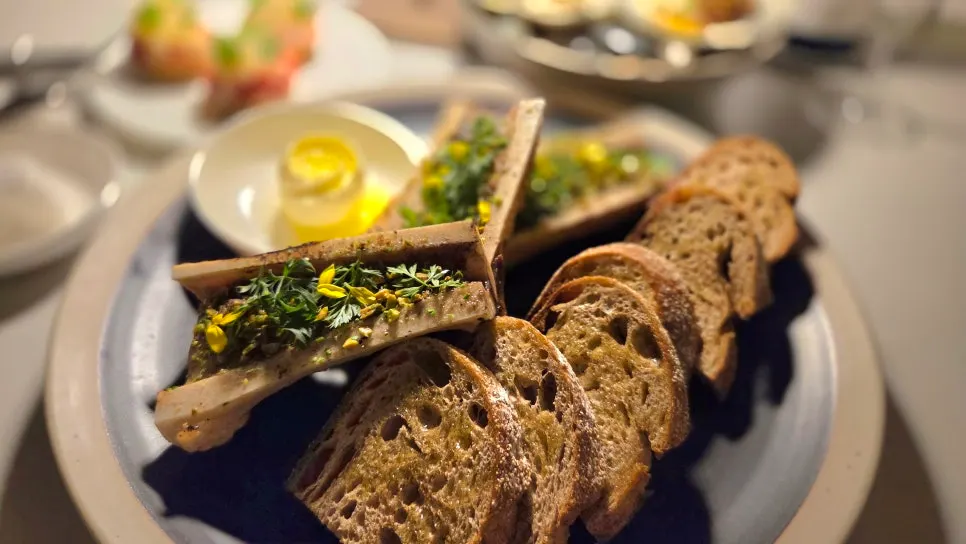 Bone marrow on white bread with mascarpone butter