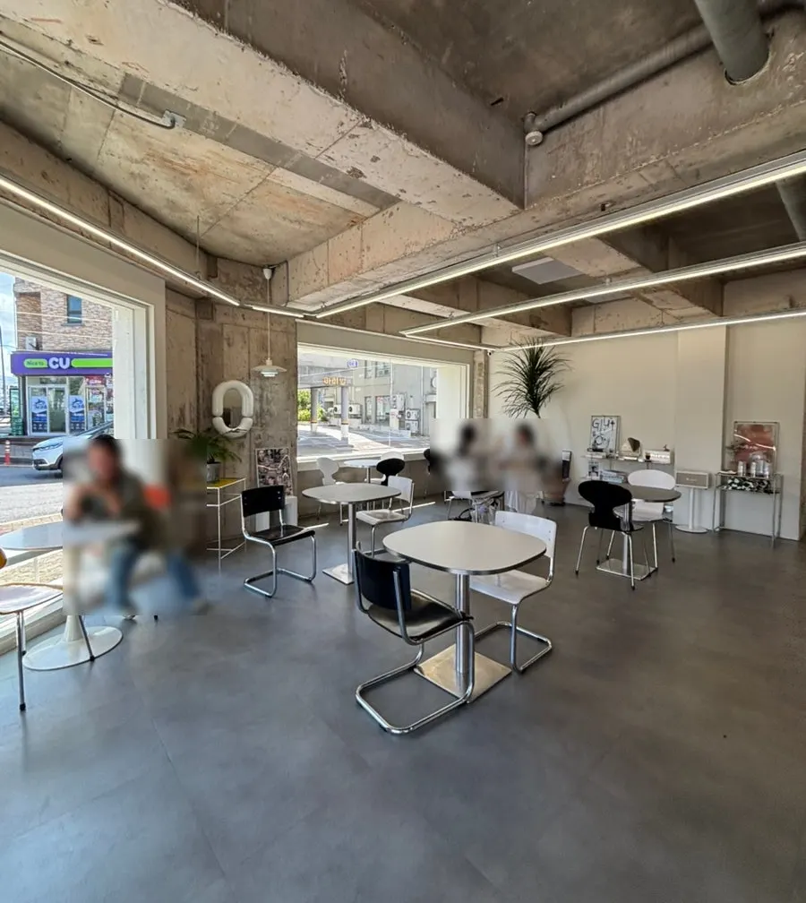 Café interior with stainless steel design