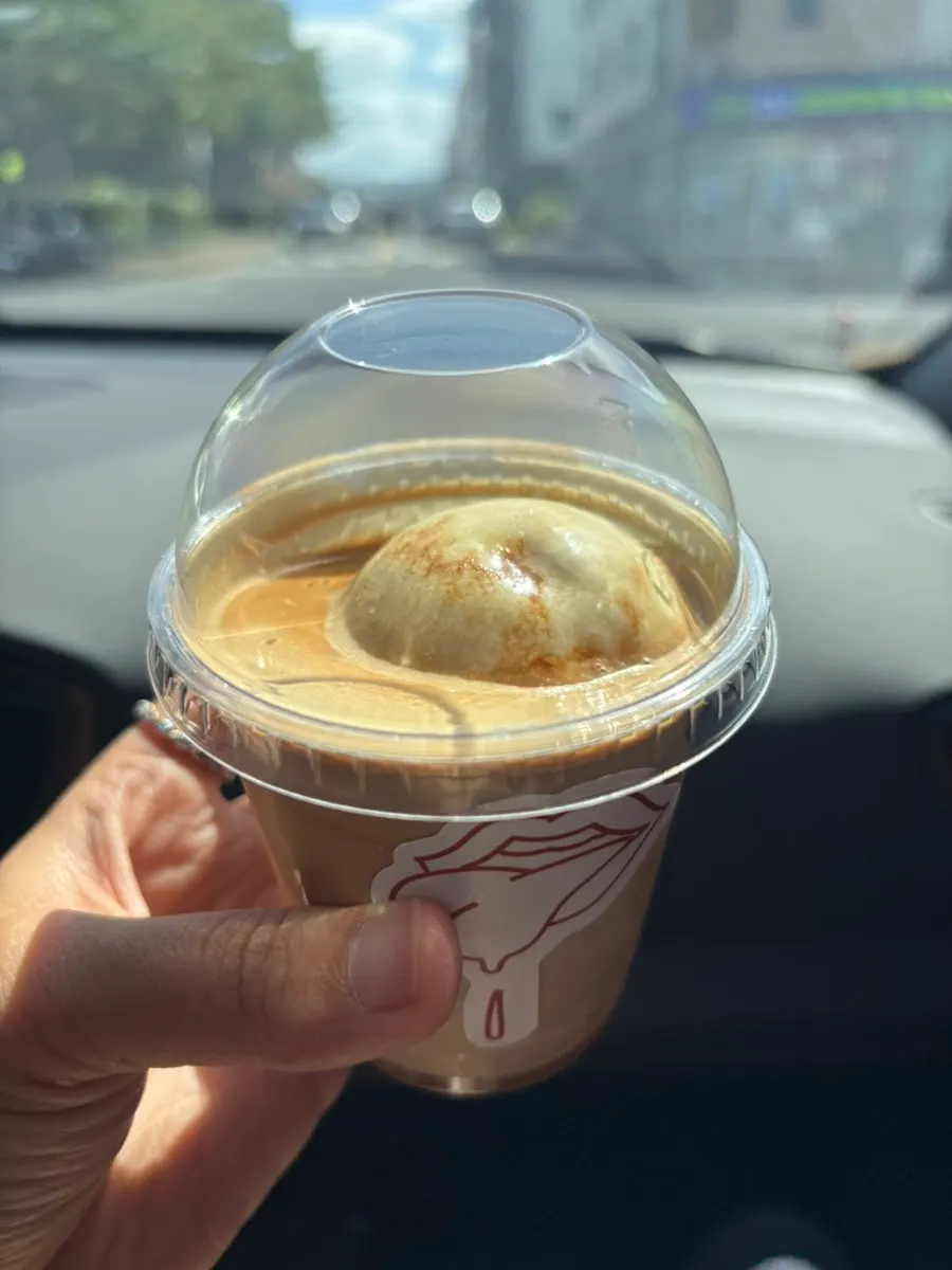 Summer latte topped with ice cream