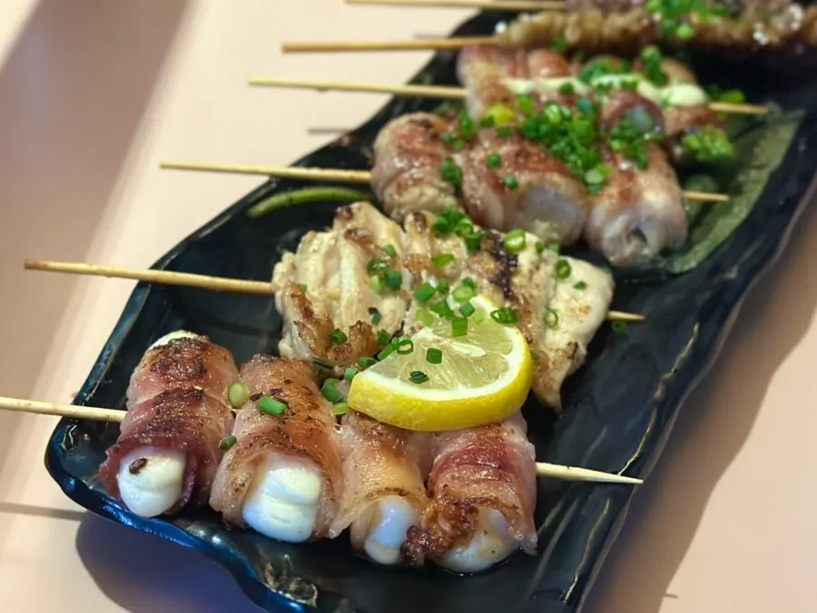 Nicely grilled assorted izakaya skewers