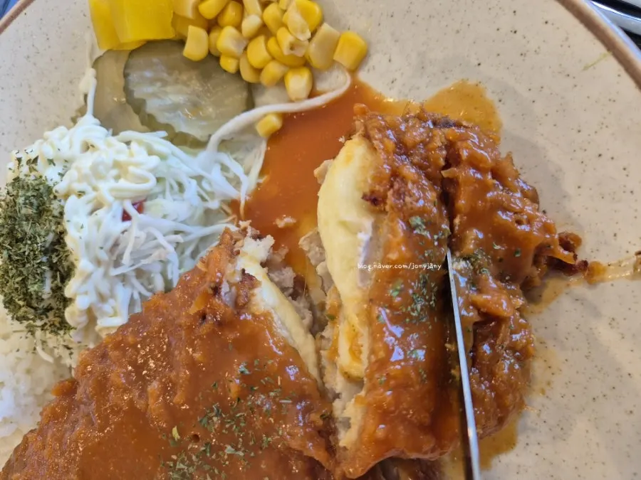 A plate of thick cheese pork cutlet