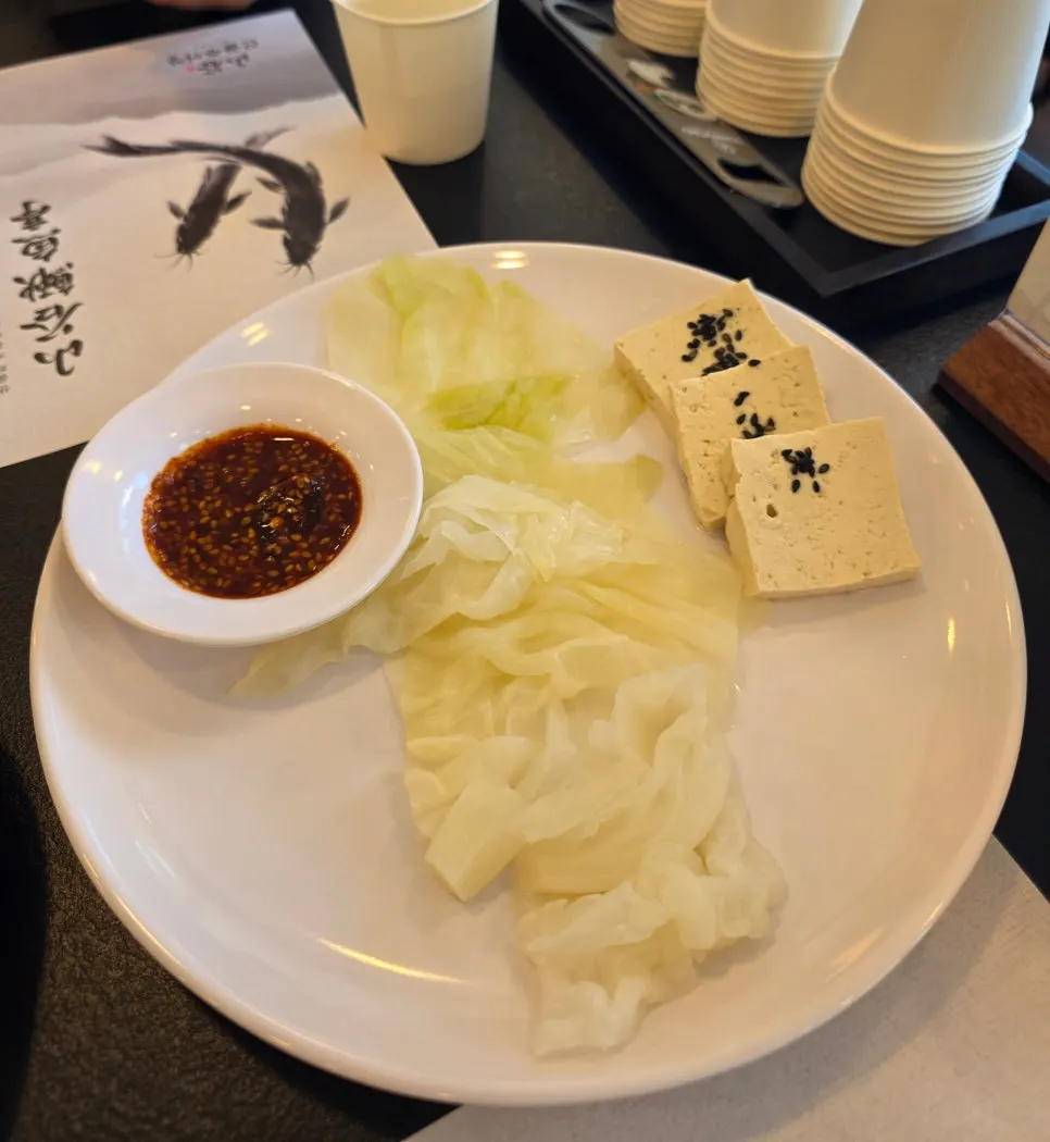 Tofu and cooked cabbage side dishes