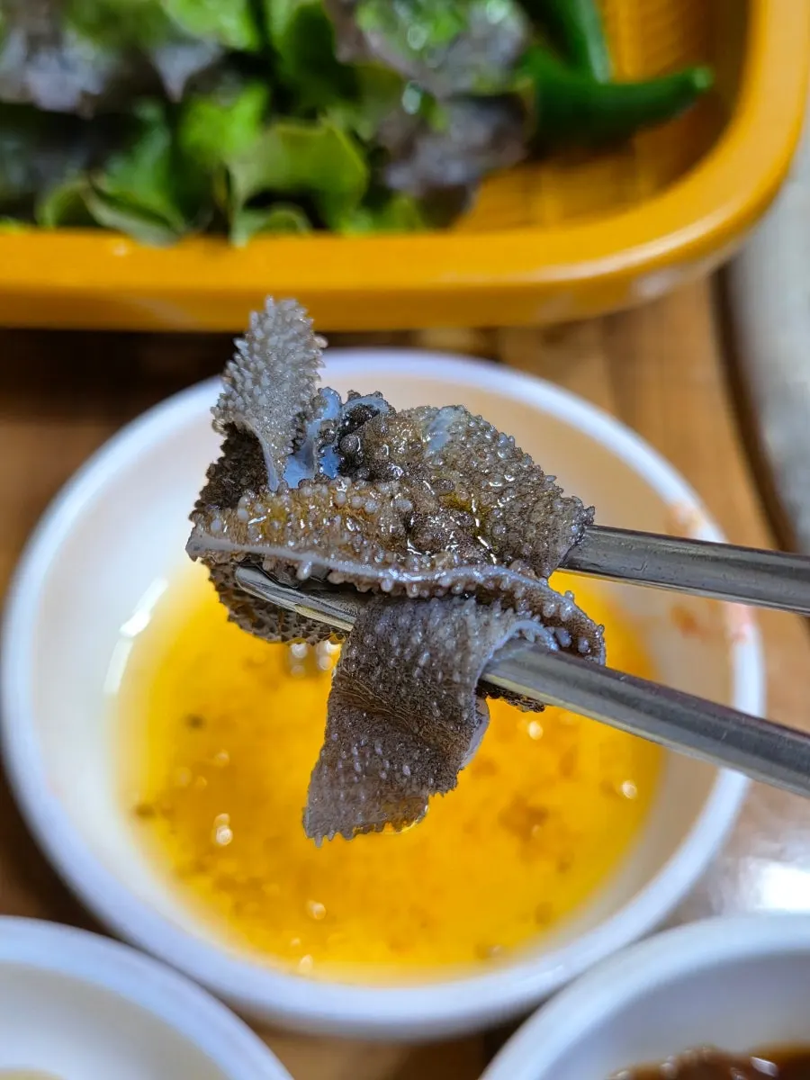 A generous complimentary serving of liver and tripe