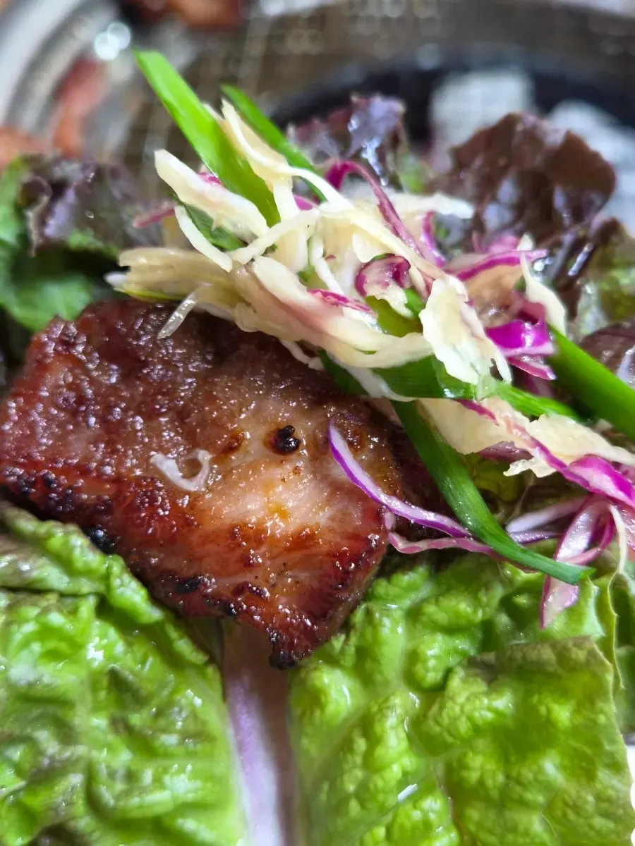 Charcoal pork ribs dipped in doenjang
