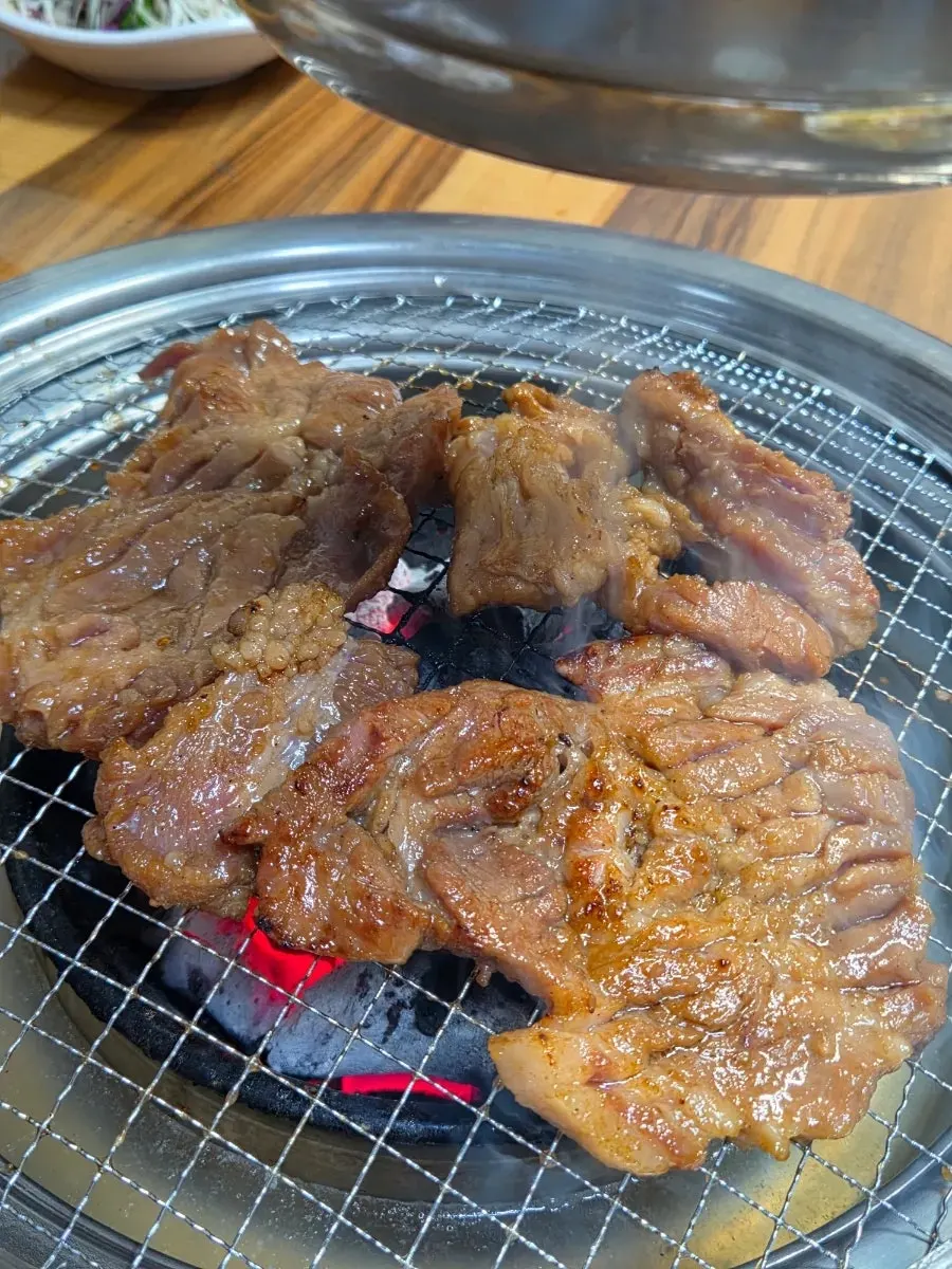 A juicy piece of grilled pork rib