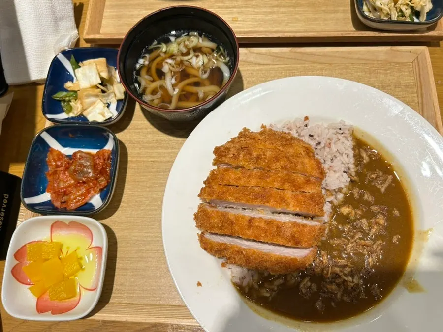 Pork loin katsu curry set spread