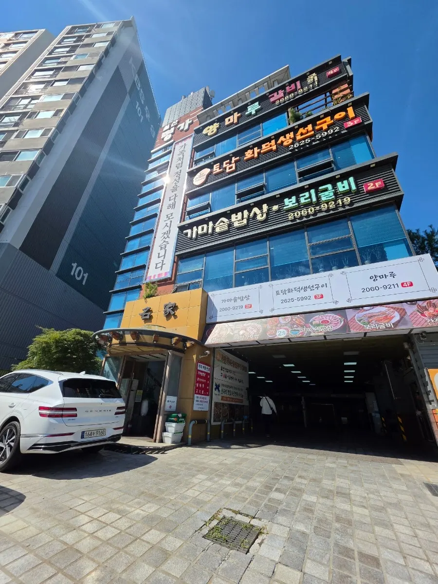안양천로 도로변 상가 건물 외관
