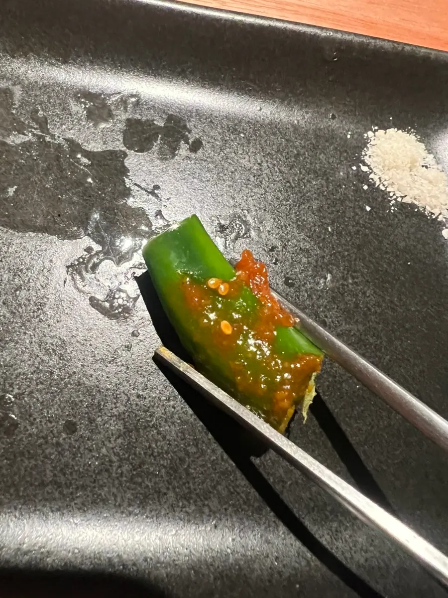 Peppers grilled alongside the myeoljeot