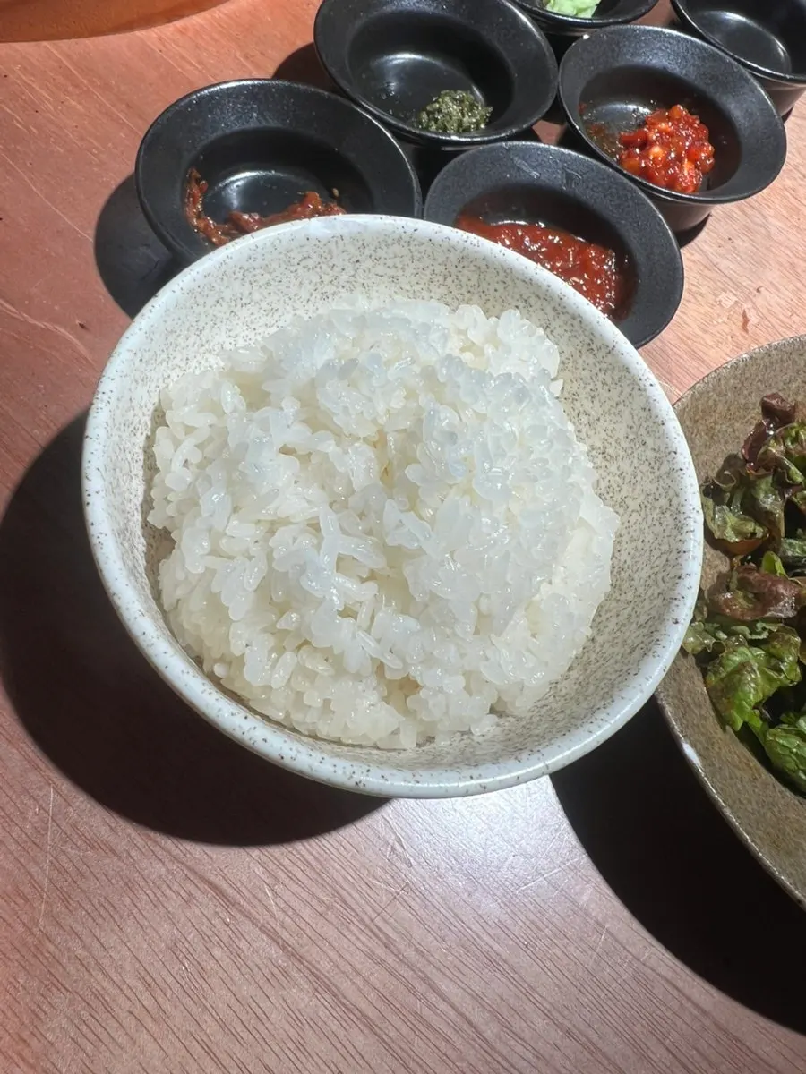Generous portion of rice with yeondubu doenjang jjigae