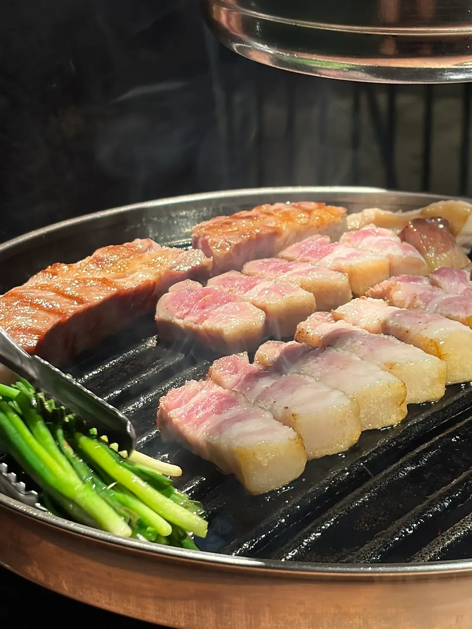Raw plate showing the thickness of the aged pork belly