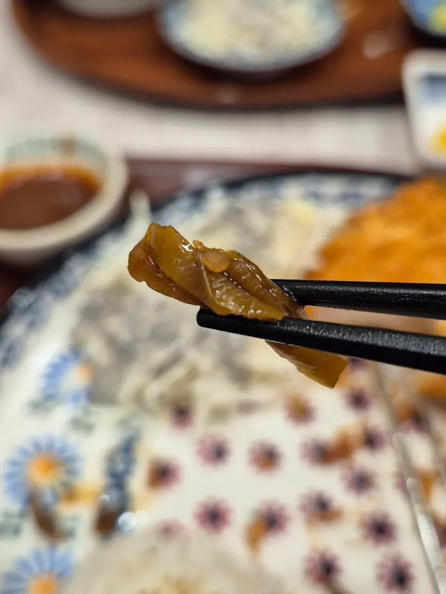 Pork loin katsu dipped in regular tonkatsu sauce