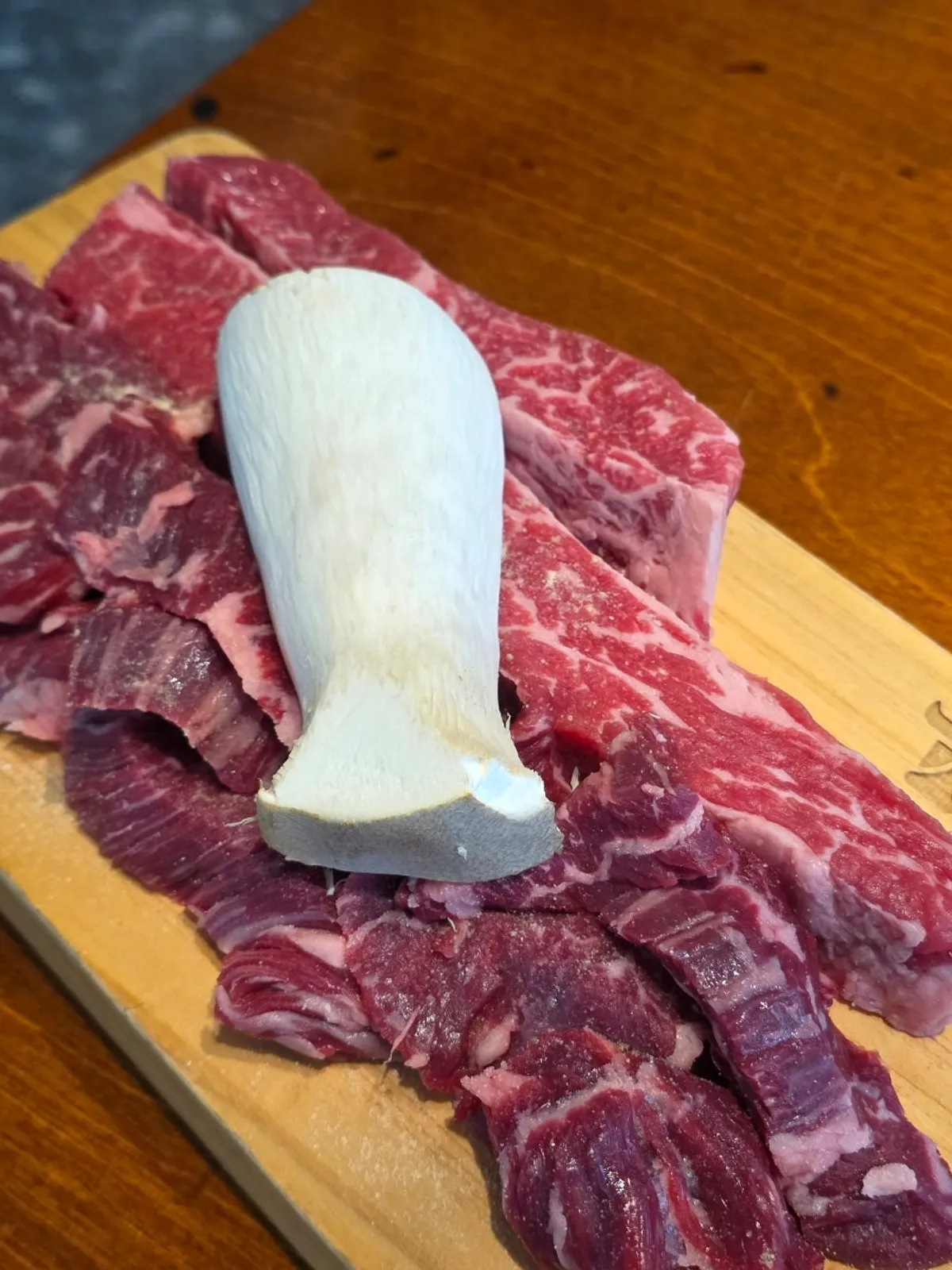 Half platters each of skirt steak and flower short rib