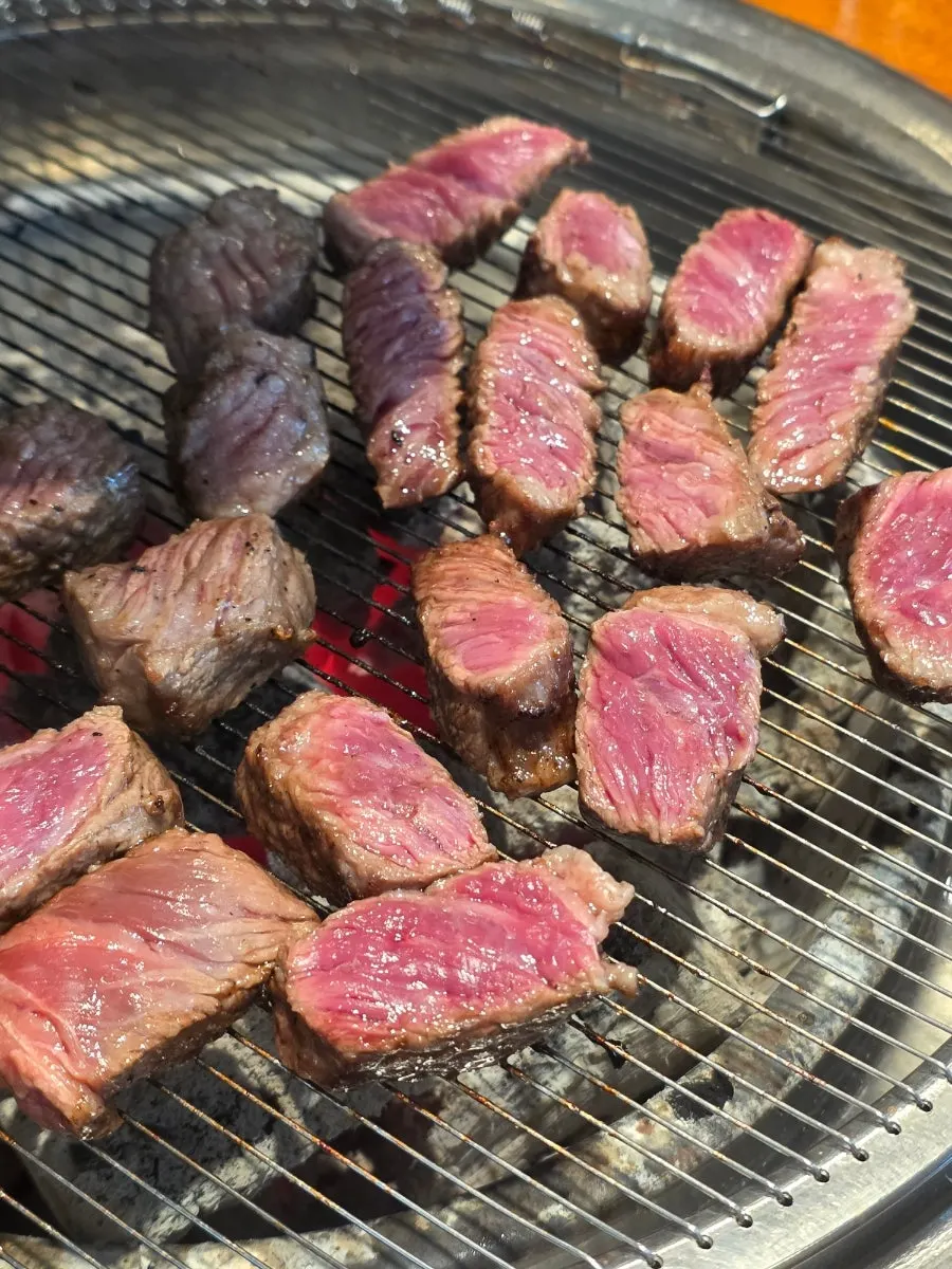 Flower short rib cooking to the right doneness on the grill