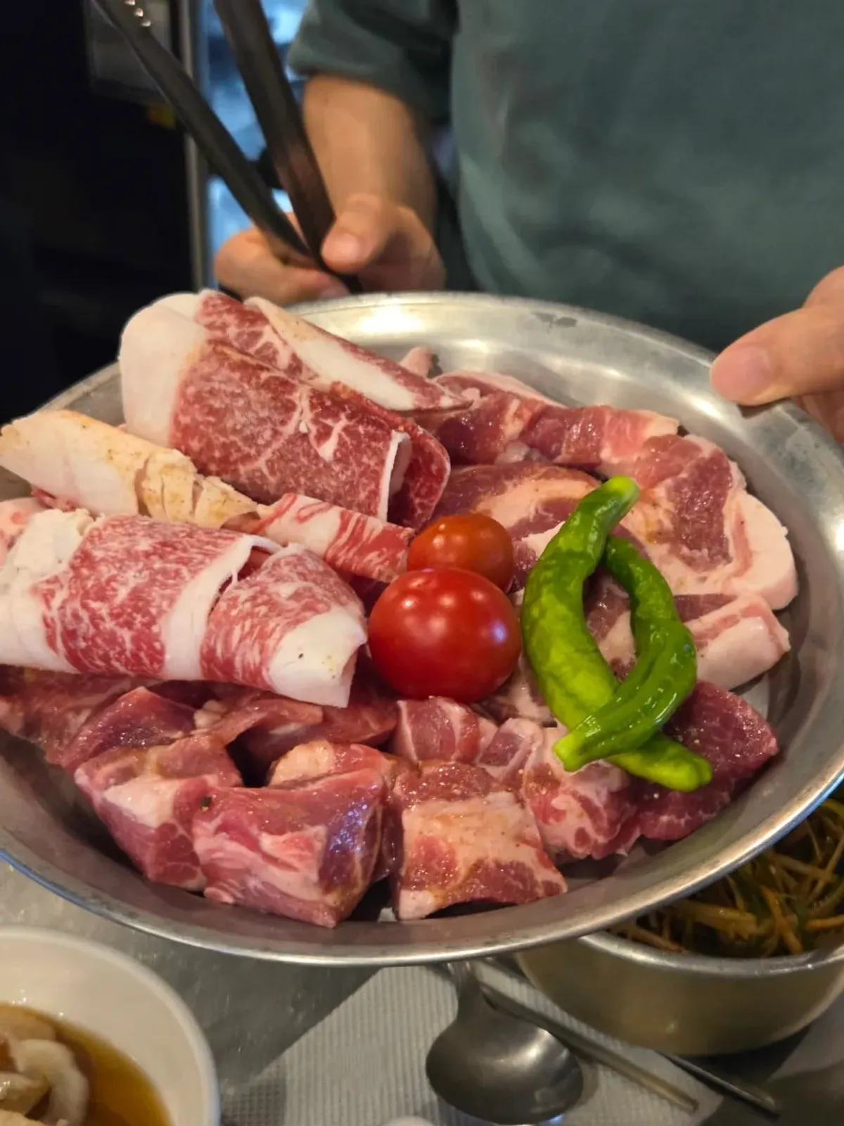 Shoulder meat grilling on the plate